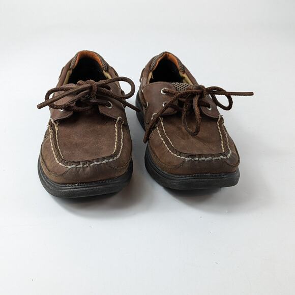 Sperry Boy 13.5 Boat Shoes Brown Leather Top Sider Cutter Lace Up Loafer Uniform - Picture 7 of 15